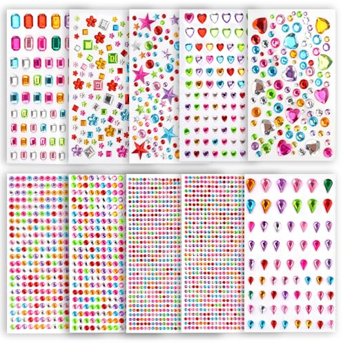 3500 PCS Self Adhesive Glitter Gem Stickers,Multicoloured Gems for Crafting