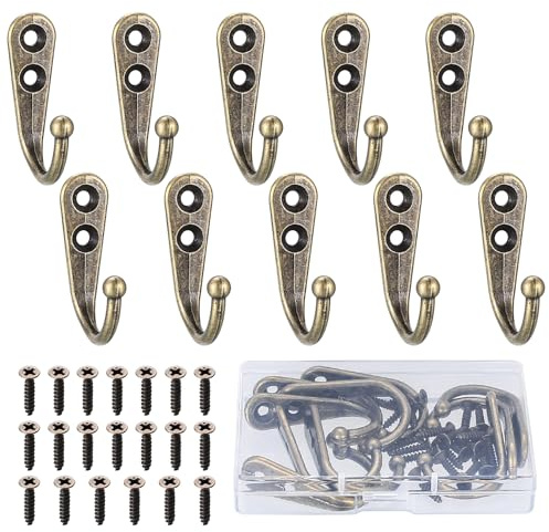 DAJMAIEZ 10 st rockkrokar, enkel klo rockkrokar, väggmonterade klädkrokar, vägghängande hängare krokar, metallhattar handdukar dörrkrokar väggmonterad för kök badrum med 14 mm skruvar