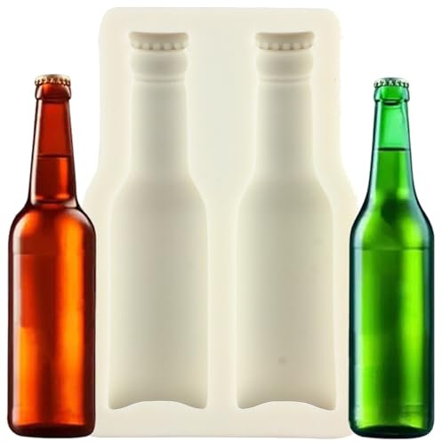 MINFEIDMS Moules en silicone en forme de bouteille de bière Moule à fondant au chocolat pour gâteau au sucre Décoration de cupcakes Pâte à fleurs Bonbons Argile polymère