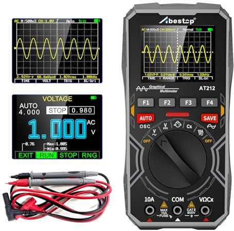 AT212 1MHz Osciloscopio Multímetro Almacena 100 conjuntos de datos y 10 formas de onda con pantalla a color de 2,4 pulgadas
