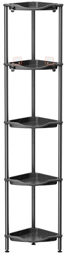 lifewit Mensola Doccia a 5 Livelli senza Foratura, Organizzatore Angolo per Bagno in Plastica, Porta Sapone, Mobiletto da Bagno per Shampoo, gel Doccia e Prodotti per la Cura della Pelle, 34cm L, Nero