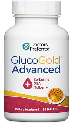 DOCTORS' PREFERRED Berberine with Cinnamon and Chromium GlucoGold Advanced 1000mg, 90 Tablets