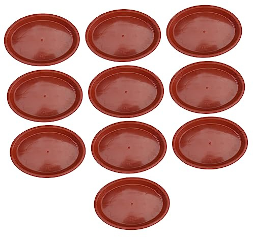 TOYANDONA 10 Piezas Bandejas Ovaladas para Macetas de Accesorios para Bonsáis Trays de Agua para Jardín Color Rojo Protección y Limpieza para Interiores y Exteriores