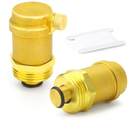 ERGAOBOY 2 piezas de válvula de purga de aire automática de latón, válvula de purga de aire de 3/4 BSP para purgar aire en sistemas de calefacción para calentadores de agua solares