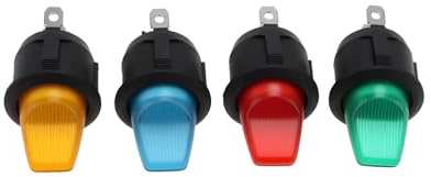 eMagTech Interruptor de Palanca para Coche de 4 Piezas de 12 V con Iluminación LED de 6 A Apto para Vehículos Antiguos Coches Camiones Y Tractores.