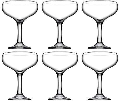 Queensway Home & Dining Set of 6 Bistro Coupe 270ml Champagne Cocktail Wine Drinking Glasses