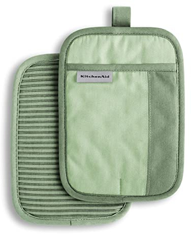 KitchenAid Beacon Two-Tone Pot Holder 2-Pack Set, 7x10, Pistachio/Graphite Green