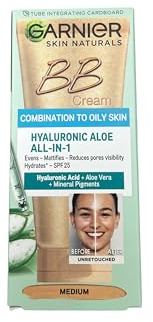 Garnier Skin Naturals Combination to Oily Skin Hyaluronic Aloe All-in-1 BB Medium Cream, 50ml