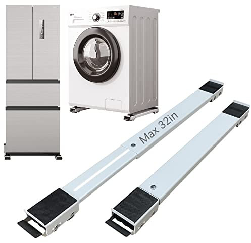 Rulli per apparecchi pesanti, max 82 cm, rulli estensibili di seconda generazione, base per lavatrice mobile per spostare facilmente lavatrici, asciugatrici, frigoriferi, mobili (bianco)