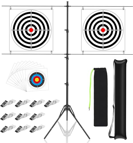 Ideagle Adjustable Target Stand for Shooting Range with 10pcs Paper Targets,Paper Target Stand for BB Gun, Airsoft and Shooting Practice