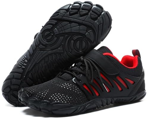 MIFAWA barefoot shoes men zero hanging shoes men toe shoes mens minimalist shoes men barefoot shoes men trainers men cross trainer mens athletic hiking water shoes, black/red, 10.5 UK