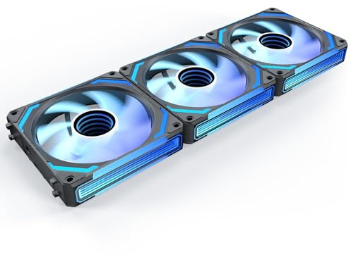 AsiaHorse COSMIQ 120mm PC RGB Fans Computer Case Fans, 5V 3-PIN Connector Daisy Chain PWM Cooling with Controller for Cases CPU Liquid Coolers (Black COSMIQ Forward, Black-3)