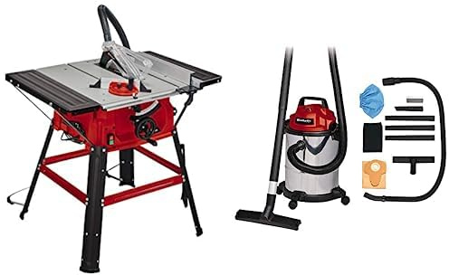 Einhell Mesa de corte TC-TS 2025/2 U (máx. 2.000 W, ajuste de la altura/ inclinación de la hoja de sierra de precisión, tope-guía paralelo, tope-guía angular +/- 60°)+Aspiradora TC-VC 1815 S