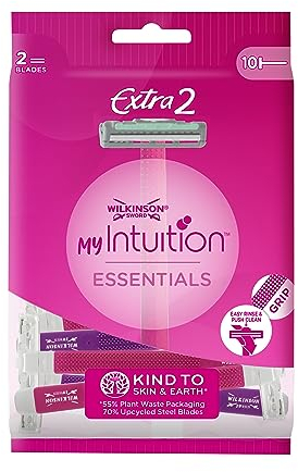 Wilkinson Sword - MyIntuition Essentials Extra 2 - Einwegrasierer - Rasierer mit 2 Klingen für Damen - Schmierstreifen mit Aloe Vera - Packung mit 10 Stück