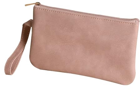 Okaywork Borsa per telefono in pelle retrò,porta trucchi bustina portatutto donna piccola borsa multifunzione da donna,make up bag divisori con specifiche multiple, borsetta,borsa per il trucco (rosa)