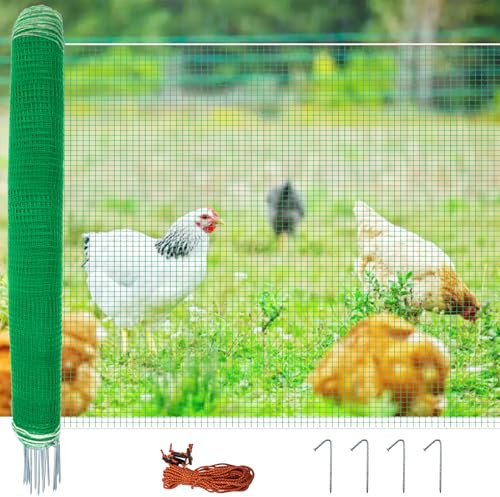 Toriexon Non Electric Fence Netting 4' x 65', Boundary Fence with Double Spiked Posts&Windproof Kit, Portable Poultry Fence for Dogs, Chickens, Ducks, Turkeys Suitable in Backyard, Garden