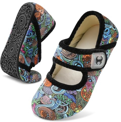 JOINFREE Women Men Slippers Adjustable Unisex House Shoes Winter Cozy Indoor Walking Socks Shoes