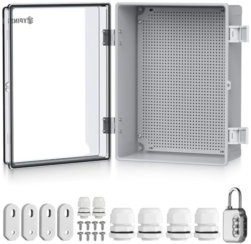 EYPINS Scatola di Protezione 400x300x160 mm,Scatola di Giunzione Impermeabile per Esterni IP67,con Accessori per il Montaggio,Alloggiamento in Plastica ABS,Coperchio Trasparente
