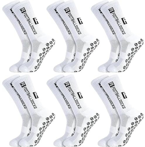 kelav Antideslizantes Calcetines Futbol 6 Pares, Calcetines de Fútbol para Adultos con puntos de goma, Calcetines Deportivos Antideslizantes para Baloncesto Running