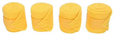 Buachois Envolturas protectoras para patas de caballo, paquete de 4 vendas de polo de forro polar suave, 4,33 pulgadas de ancho, 118,1 pulgadas de largo para montar a diario y uso estable (Amarilla)