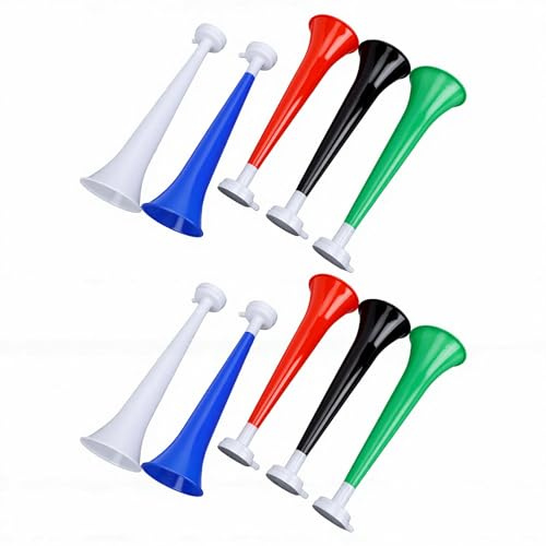 Haofy Lot de 10 Vuvuzelas en Plastique, Trompettes de Stade Sonores,