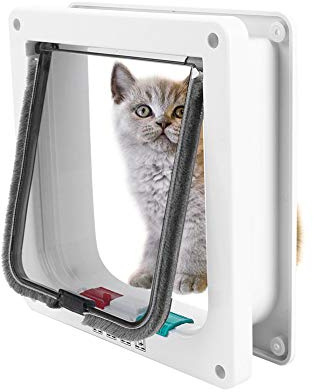 Smandy Mikrochip Katzenklappe, 4-Fach verschließbare Haustierklappe Tunnel, einfache Installation, Haustüre für Katzen und kleine Hunde