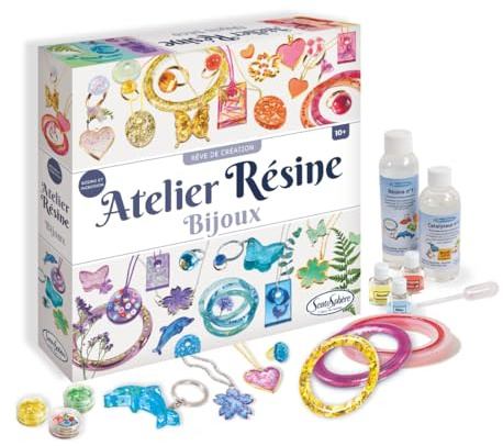 Sentosphère – L'Atelier de Résine - Kit de Loisir Créatif - Pour réaliser ses créations en résine de bijoux - Cadeau fille 10 ans - Pour enfants dès 10 ans - Assemblé en France - 837