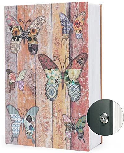 Diversion Book Safe Storage Box (Size 9.5×6.2×2.2) With Security Key Lock, Dictionary Secret Hidden Safe (Butterfly - Key Lock)