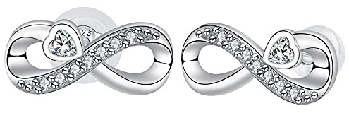 Arrebol Pendientes Infinito Mujer Plata de Ley 925 Símbolo del Infinito Amor con Circonita Cúbica Regalo de Joyería