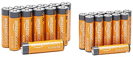 Amazon Basics 24-Pack AA & AAA Alkaline High-Performance Batteries Value Pack - 12 AA Batteries and 12 AAA Batteries, 1.5 Volt, 10-Year Shelf Life