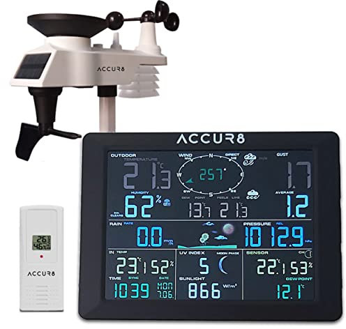 WiFi Weather Station 7 in 1 - Home Station with Android & iOS apps - Internet Connection ACCUR8 A8-DWS7100