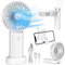 Handheld Rechargeable 5 in 1 Fan - Portable USB Battery Powered With 3 Speed, Foldable Mini Hand Fan for Desk, Neck, Travel, Office, Home, Trip (White)