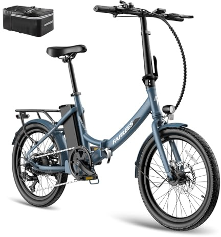 Fafrees Bici Elettrica Pieghevole Donna Uomo 20 Pollici, 36V 16.75Ah Bicicletta Elettrica 250W Ebike da Città, 90KM Pedalata Assistita E-bike, 7 Velocità, F20 Light Upgrade Blu