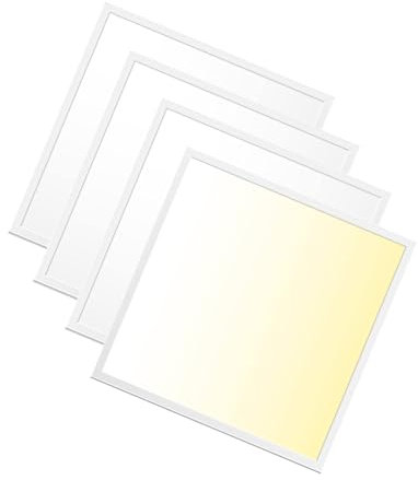 WSU Lights 4x LED Panel, Deckenleuchte, 60x60cm, 4000lm, 3000K, 36W, inkl. Trafo, Rasterleuchten, Einlegeleuchte, Büroleuchten (3000K, 4 Stück)