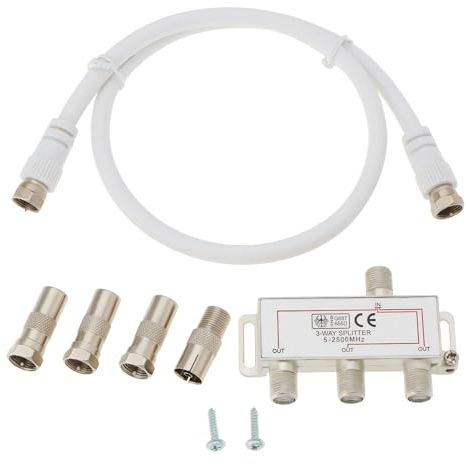 SG Store 1 juego de distribuidor de antena de 3 vías, cable divisor de TV, divisor de cable coaxial para TV DVB-T2 DVBC F Socket Doaxial Box TV Satélites CATV