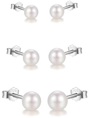 HinDaLi Boucles d'oreilles Argent 925 Perle Clous d'oreilles Femme Boucles d'oreilles Perles Femme Boucles d oreilles Clous Argent Boucles d'oreilles Femme Petite Boucles d oreilles Perles de Culture