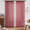 MRTREES Gardinen rot transparente gardinen kräuselband Stores Gardinen kurz 245X140cm (HXB) Schlaufenschals 2er Set Vorhänge in Leinenoptik für Wohnzimmer Schlafzimmer küchenfenster