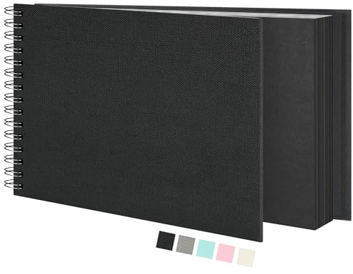 Vienrose Scrapbook Álbum (20.5 x 28 cm) para Fotos y Recuerdos - Cubierta Texturizada, Ideal para Bodas, Bebés, Viajes y Mascotas (20 Hojas/40 Páginas, Negro)
