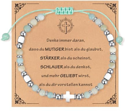 TOLOWOBK Geschenke für Mädchen Damen Edelstein Chakra Armband Herz Charm Perlenarmband Heilsteine Perlen Armbänder Firmung Einschulung Weihnachten Geburtstag Geschenke für Tochter Enkelin Schwester