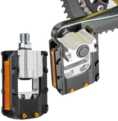 Kustimantu Pedali per mountain bike, 1,4 cm (9/16 pollici), set di 2 pedali in metallo, larghi e piatti, antiscivolo, per strade, mountain bike, città, pendolarismo e lunghe distanze