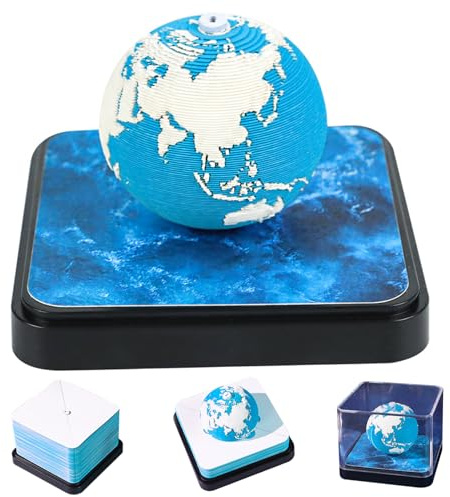 3D-memo-dyna, jordformad 3D-kalender med 195 ark 2026 pappersskulptur skrivbordskalender med akrylskydd för hem, kontor, present