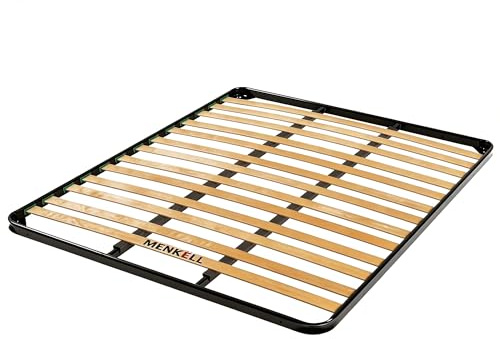 MENKËLL - Rete Letto Ortopedica Da Appoggio Senza Piedi Rinforzata per letto da Incasso - Telaio in Ferro e Doghe in Legno - Per Tutti i Tipi di Materassi, Supporta Fino a 200kg (160cm Matrimoniale)