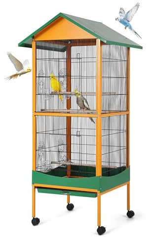 Garvee Bird Cage, 66''H Extra Large Bird Cage, w/Removeble Tray, Waterproof Roof, Easy to Clean, Lockable Caster, Indoor& Outdoor Application for Conure,Macaw,Budgie,Cockatiel,Lovebirds,Parakeet