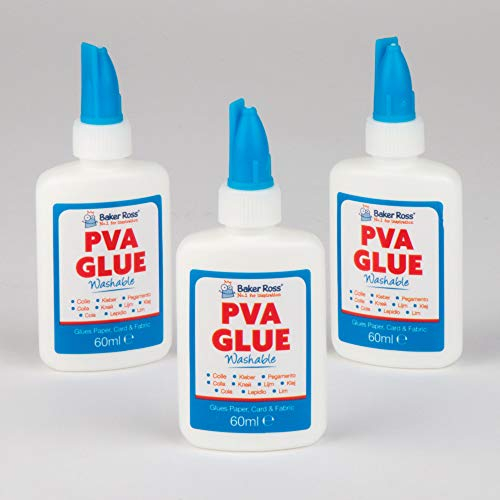 Baker Ross Minienvases de Cola Lavable Pegamento Universal Perfecto para Manualidades Creativas de Niños Artesanía y Decoraciones (Pack de 3)