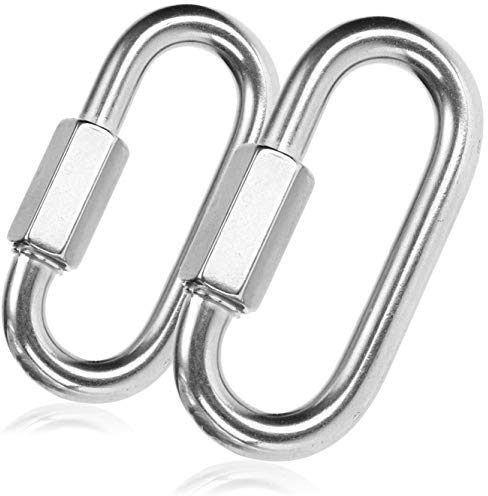 COM-FOUR® 2X Schraubverbinder - Kettennotglied 10 mm - Karabiner mit Schraubverschluss - Materialkarabiner - Verbinder - Edelstahl 304, rostfrei, langlebig (2 Stück - 10 x 90mm)