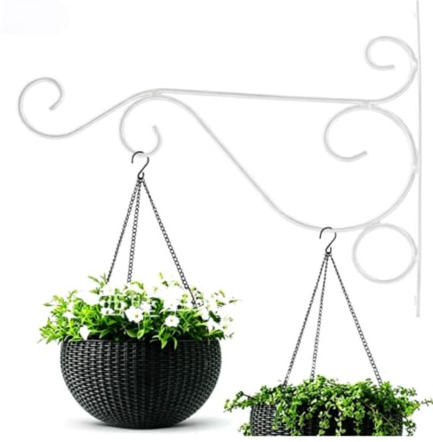 HERCHR Support Mural pour Plantes à Suspendre, Crochet de Support pour Plante,Crochet Mural Supports Plante Suspendue en Fer pour Lanternes, Mangeoires à Oiseaux,Décor Balcon Jardin