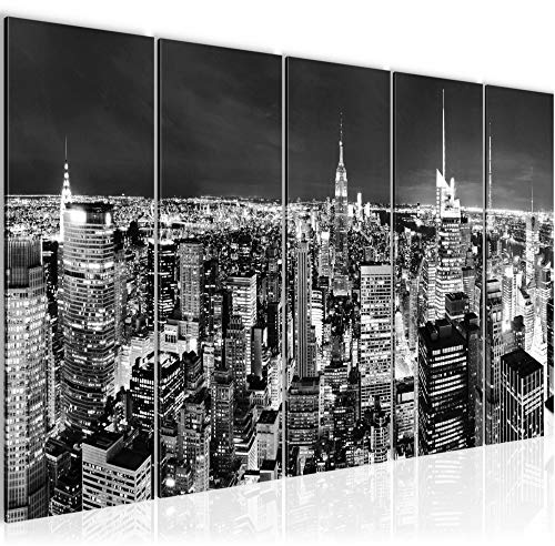 Runa Art Bild New York skyline väggbilder på fleece duk 5 delar väggdekoration vardagsrum kontor 036256c