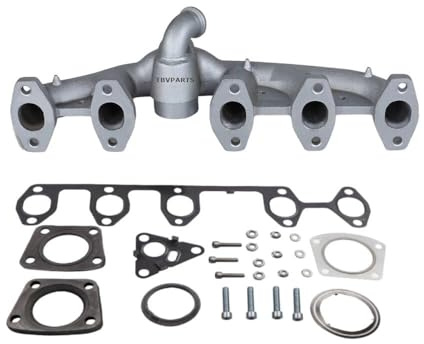 TBVPARTS Colector De Escape 070253017A Mas Juego De Juntas 070253017B Hecho De Hierro Dúctil Compatible Para Tra-nspo-rter Mul-tivan Tou-reg 2.5 TDI AXD AXE BAC BLJ BLK (POSICION CODO 90°, CODO 90°)
