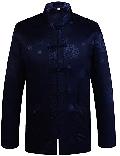 G-LIKE Chinese Traditional Dragon Patterned Tang Suit Brocade Long Sleeve Jacket