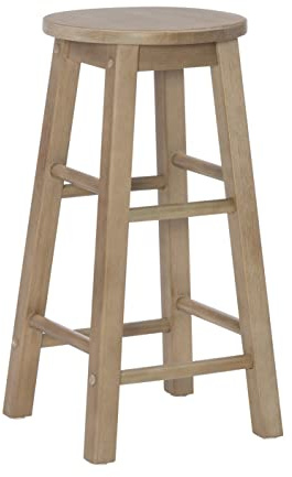 Linon Zeke Grey Wash 24 Counter Stool with Round Seat